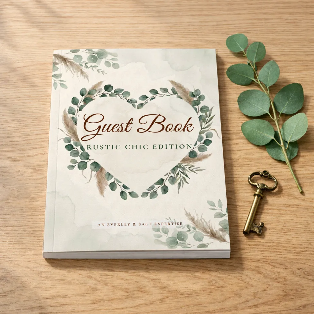 Rustic Chic Wedding Guest Book - Botanical Eucalyptus and Sage Activity Book for guests