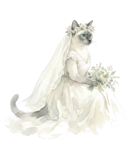 Leïa Siamese cat Everley and Sage, guardian of emotional legacy and wedding memories.