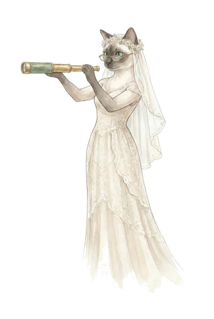 Leia the cat mascot for Everley and Sage - Wedding legacy orchestration and vision